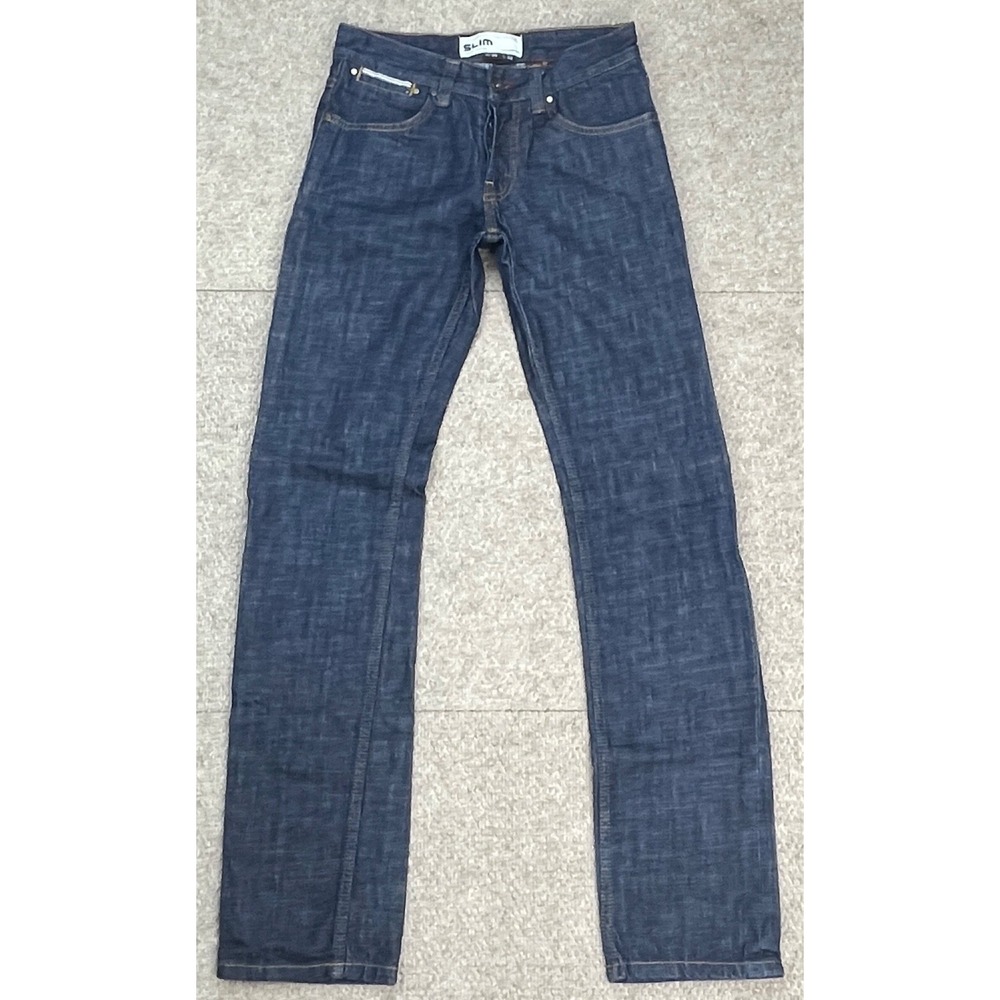 Topman Moto Slim Selvedge Button Fly Men's Denim Jeans Size 26x32